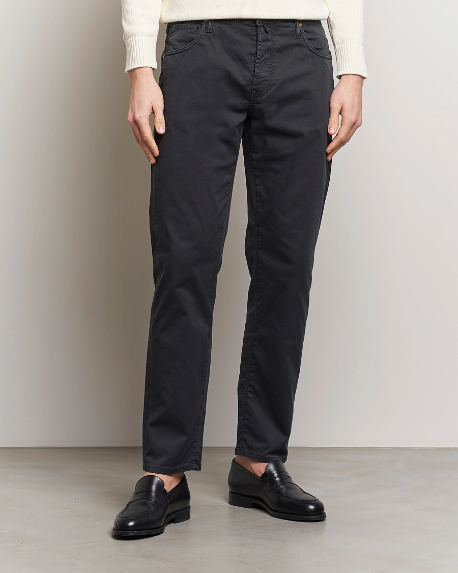 Homme | Pantalon Décontracté | Incotex | 5-Pocket Cotton/Stretch Pants Black