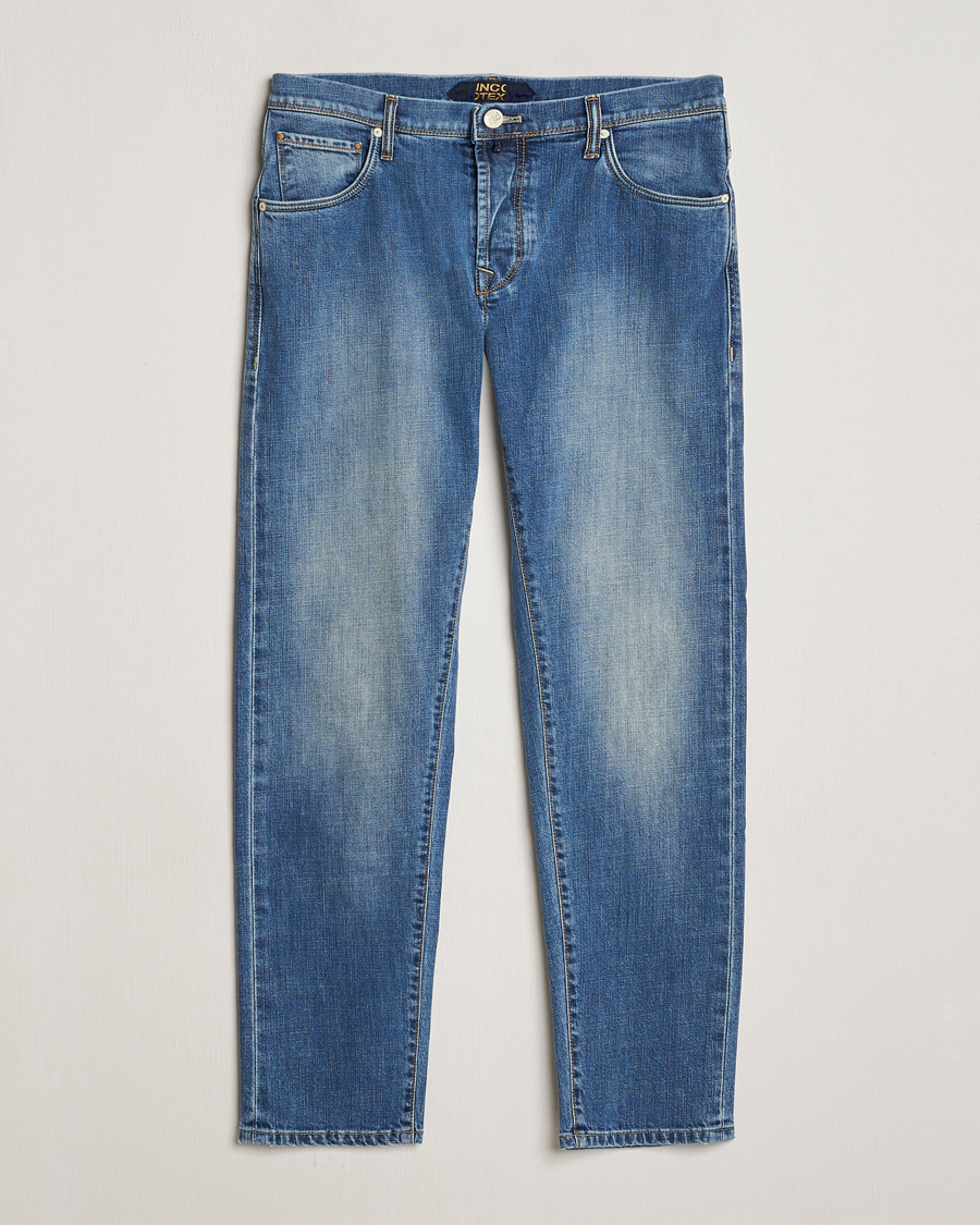 Homme | Jeans | Incotex | 5-Pocket Stretch Denim Medium Blue