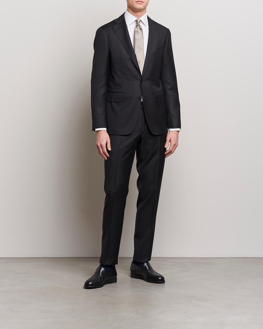 Homme |  | Canali | Capri Super 130s Wool Suit Black