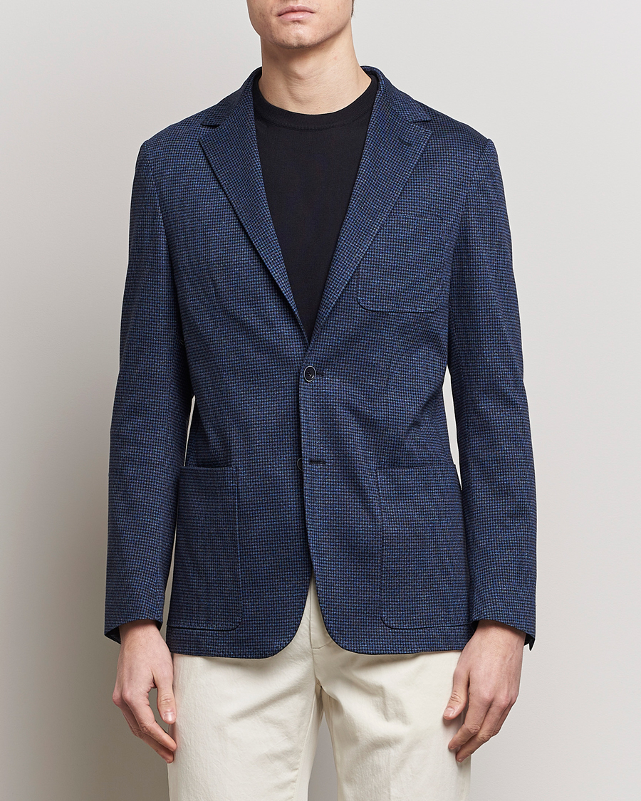 Homme |  | Canali | Micro Check Jersey Blazer Navy
