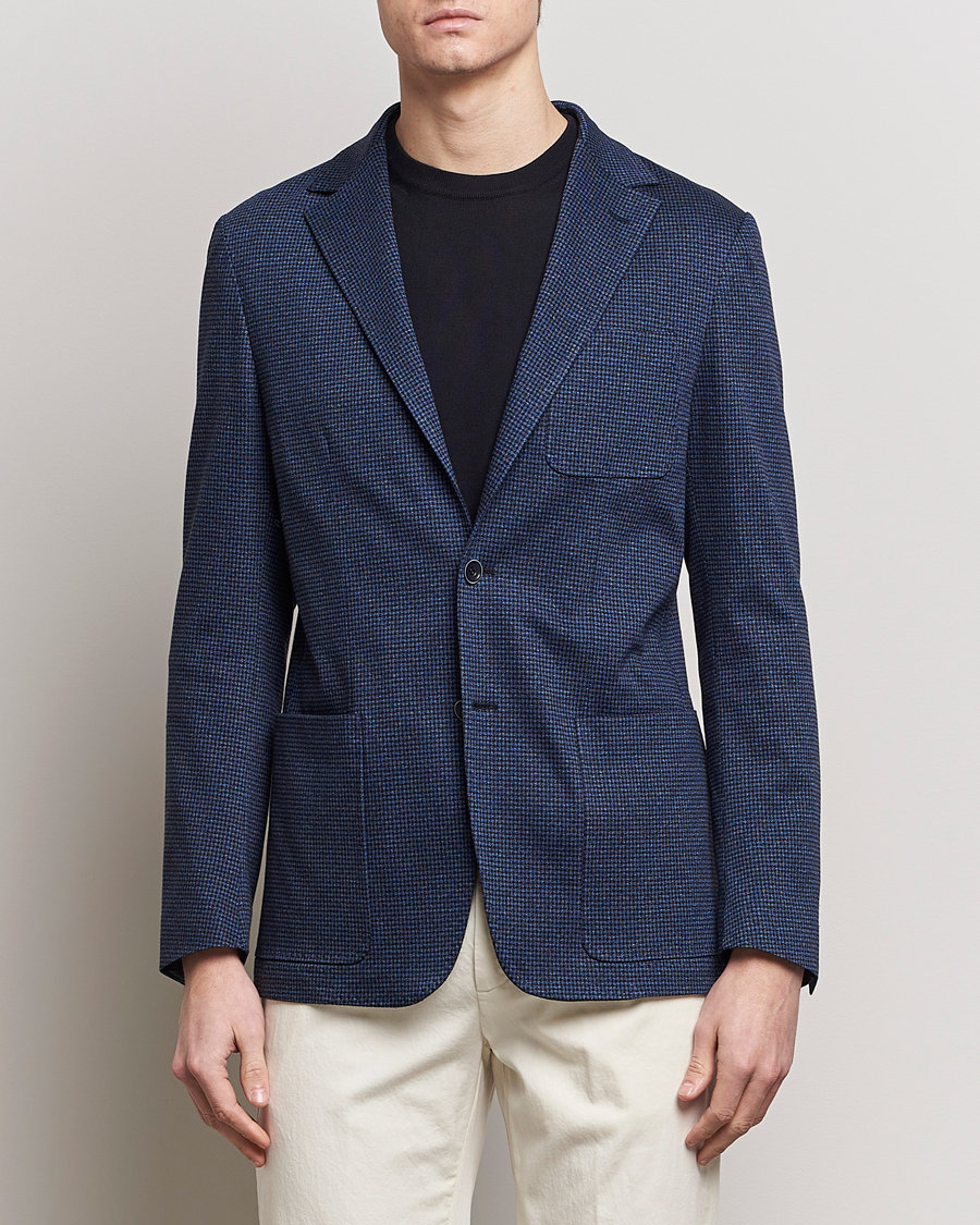 Homme | Blazers | Canali | Micro Check Jersey Blazer Navy