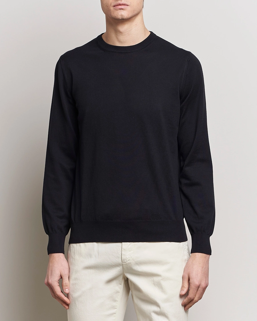 Homme | Business & Beyond | Canali | Cotton Crew Neck Pullover Black