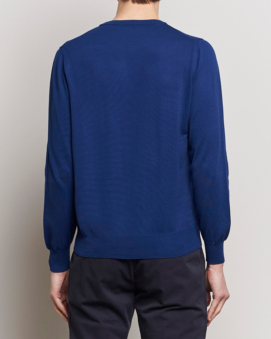 Homme | Pulls Et Tricots | Canali | Cotton Crew Neck Pullover Royal Blue