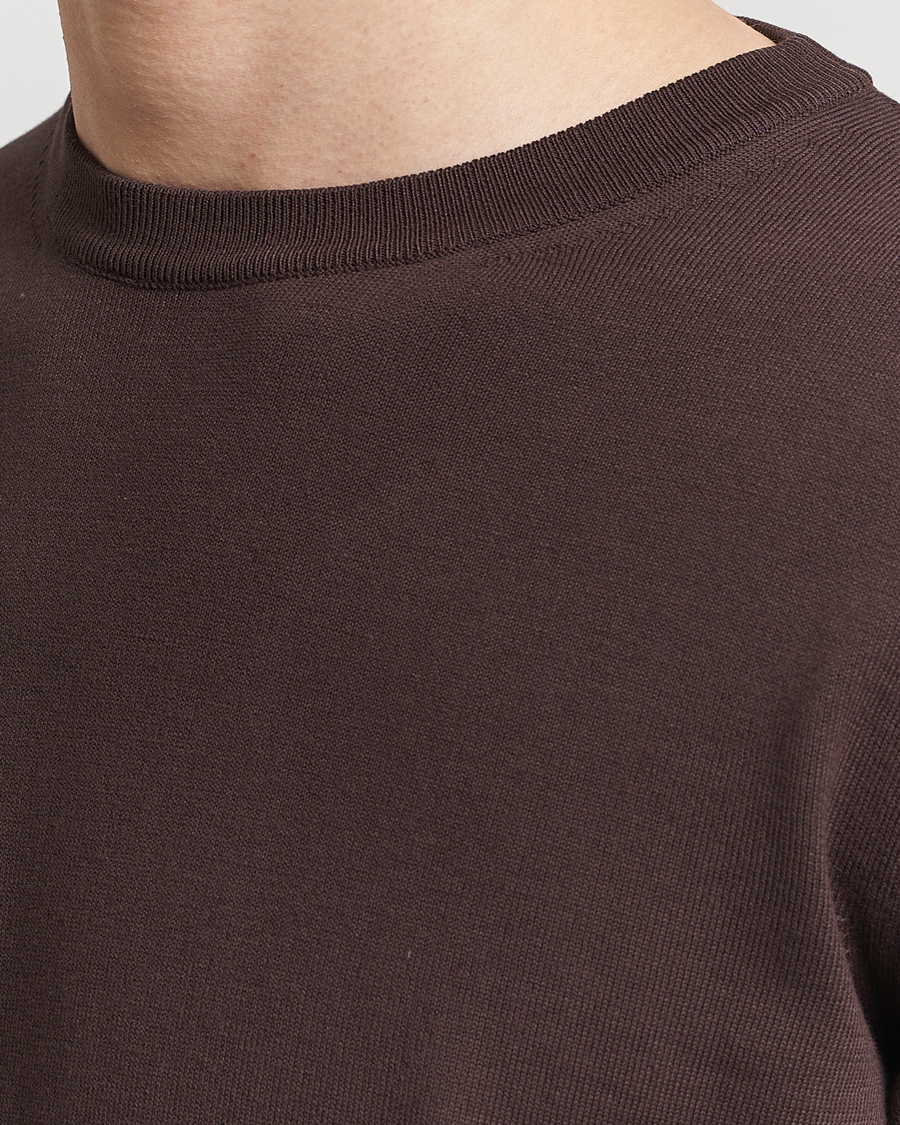 Homme | Pulls Et Tricots | Canali | Cotton Crew Neck Pullover Dark Brown