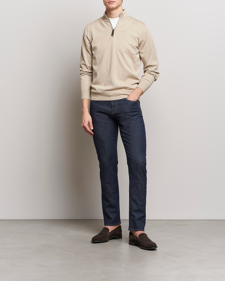 Homme | Pulls Et Tricots | Canali | Cotton Half Zip Sweater Beige