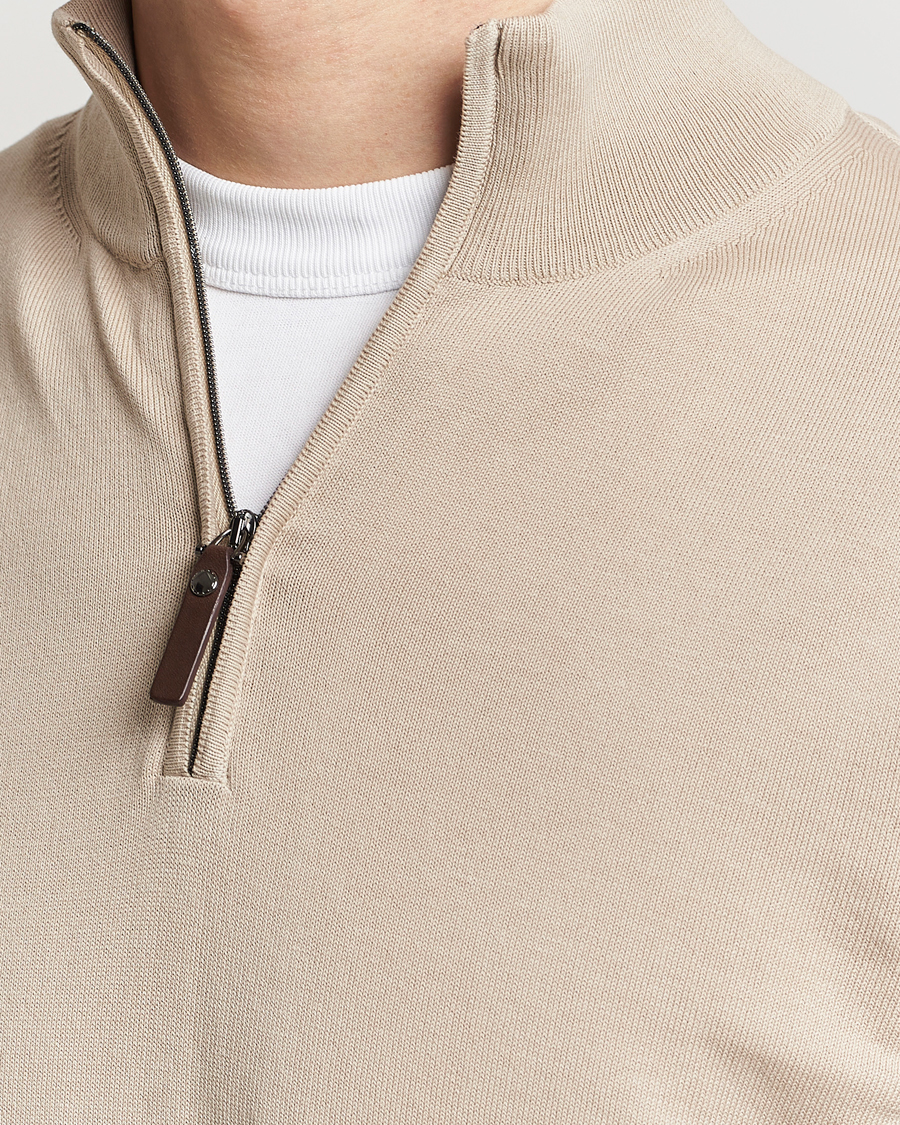 Homme | Pulls Et Tricots | Canali | Cotton Half Zip Sweater Beige