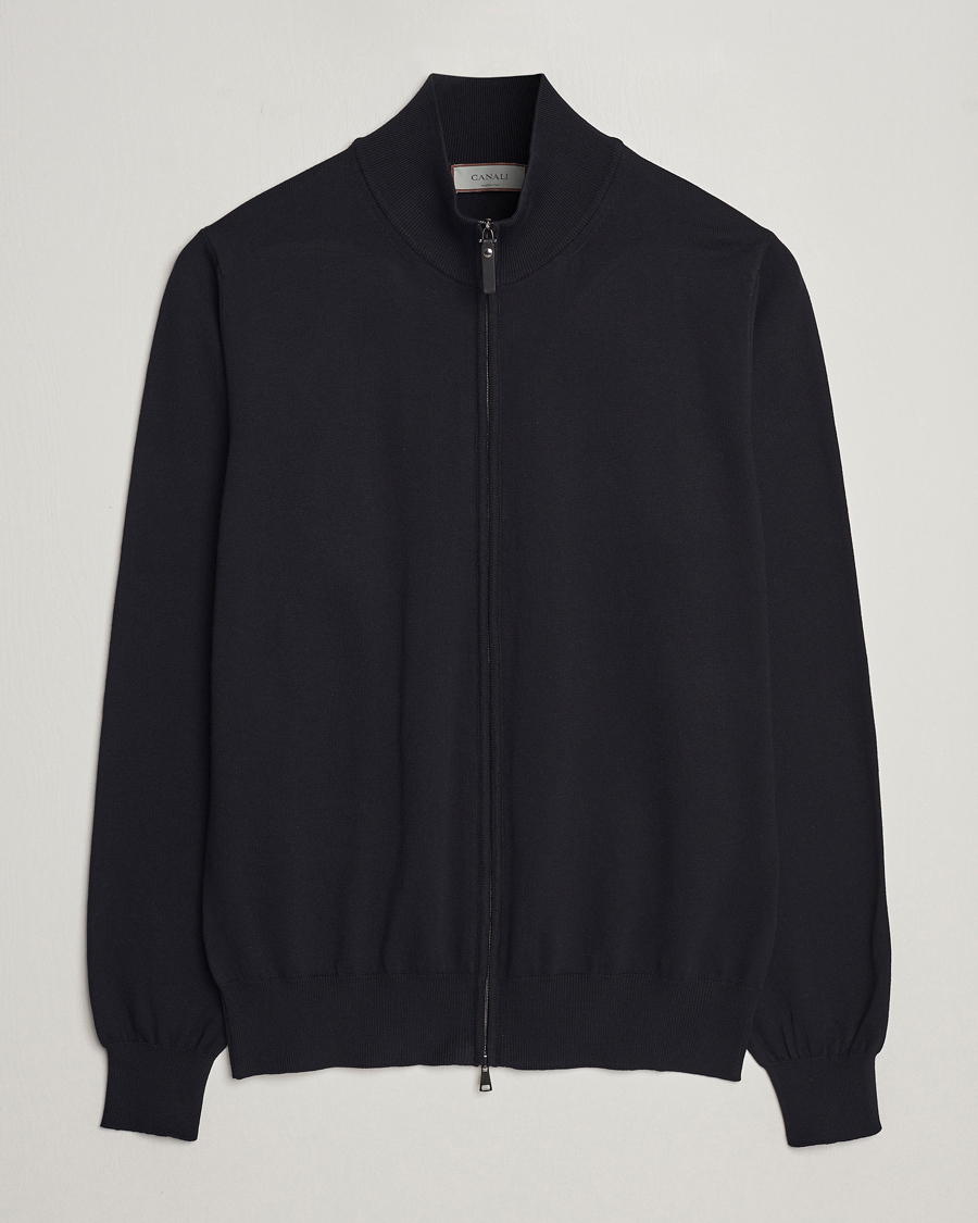 Homme | Pulls Et Tricots | Canali | Cotton Full Zip Black