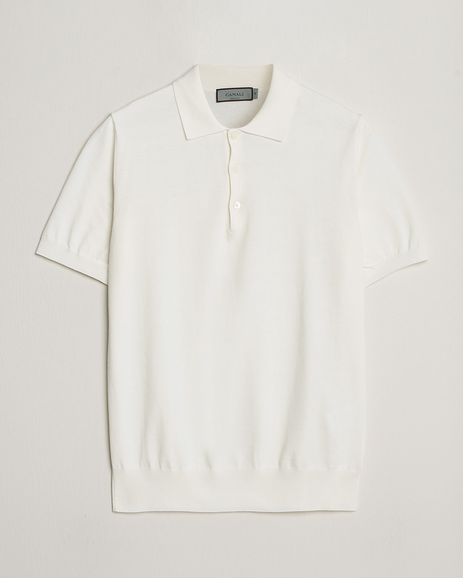 Homme | Polos | Canali | Cotton Short Sleeve Polo White