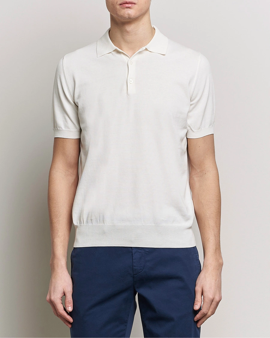 Homme | Polos | Canali | Cotton Short Sleeve Polo White