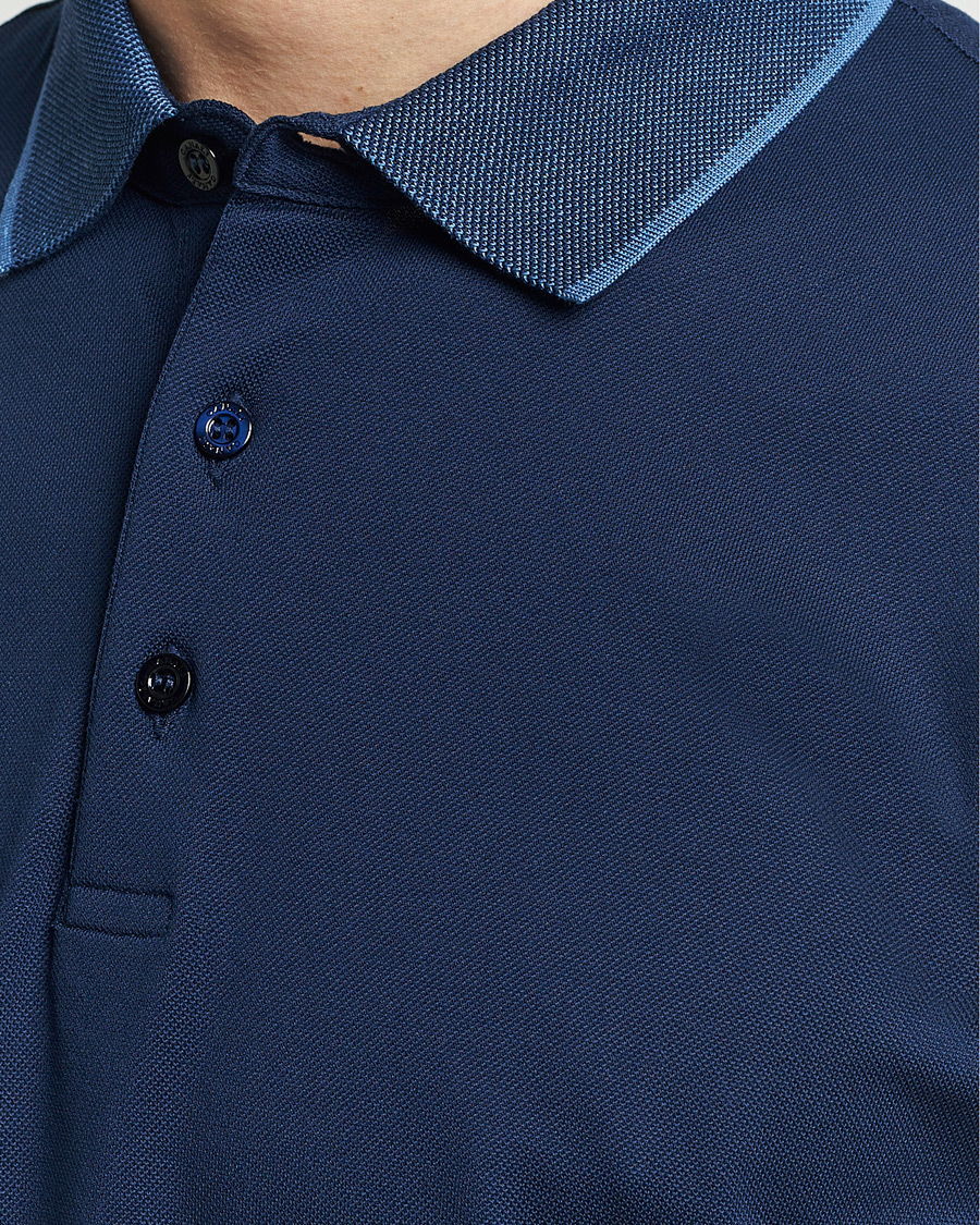 Homme | Polos | Canali | Contrast Collar Short Sleeve Polo Dark Blue
