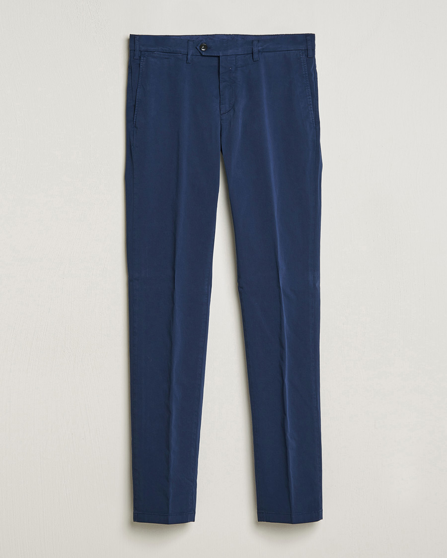Homme | Pantalons | Canali | Cotton Stretch Chinos Dark Blue