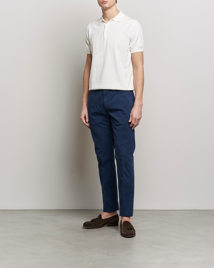 Homme | Pantalons | Canali | Cotton Stretch Chinos Dark Blue