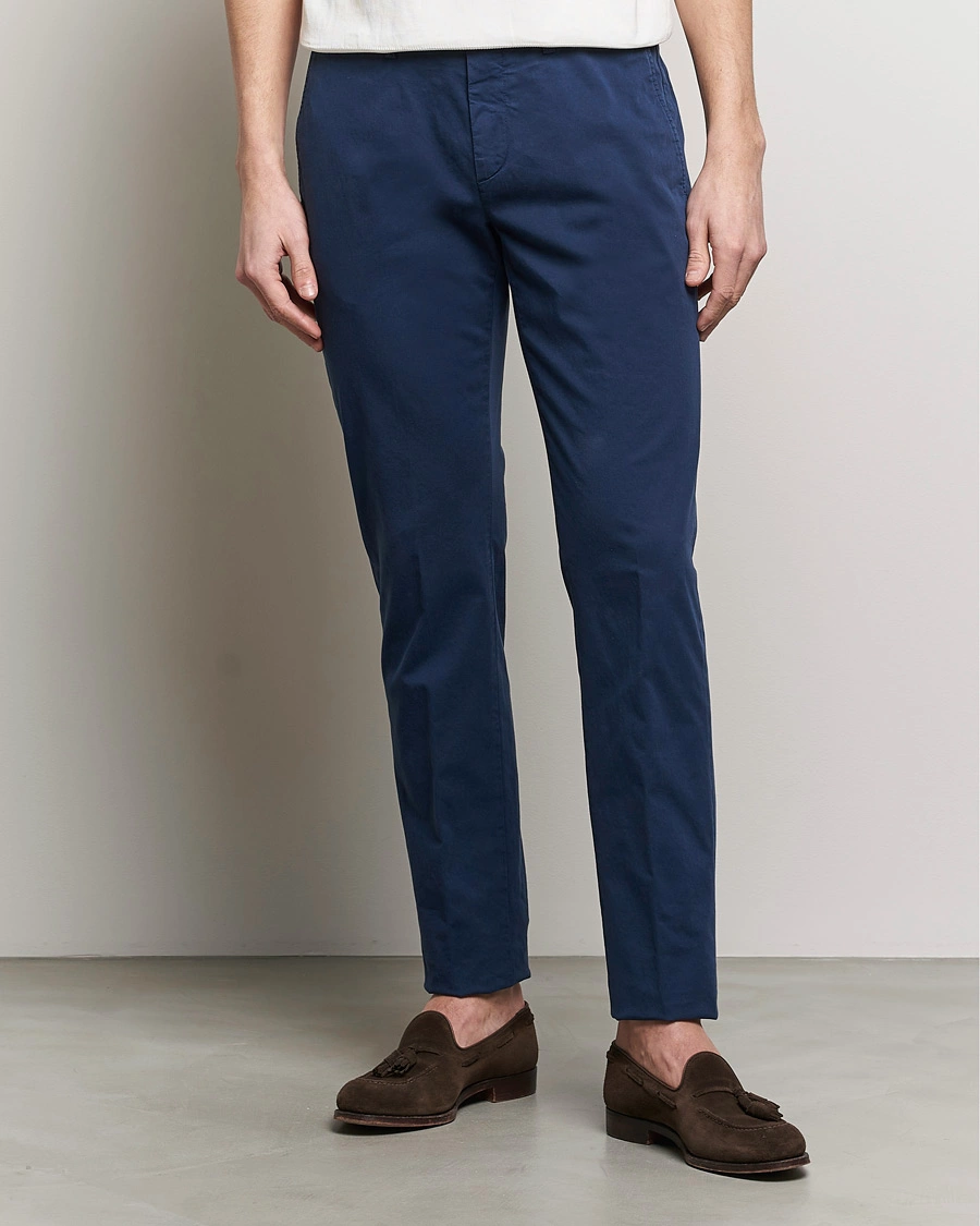 Homme | Pantalons | Canali | Cotton Stretch Chinos Dark Blue