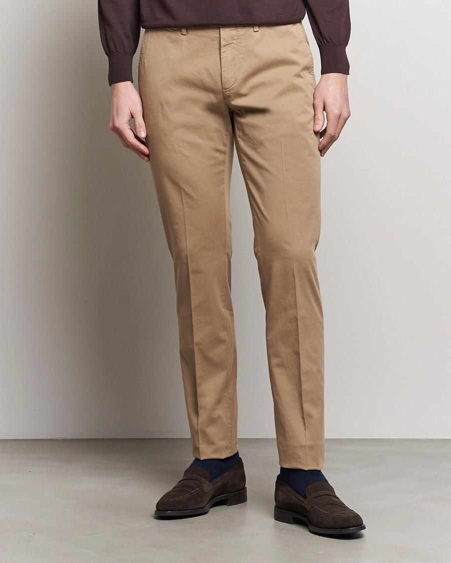 Homme | Italian Department | Canali | Cotton Stretch Chinos Beige