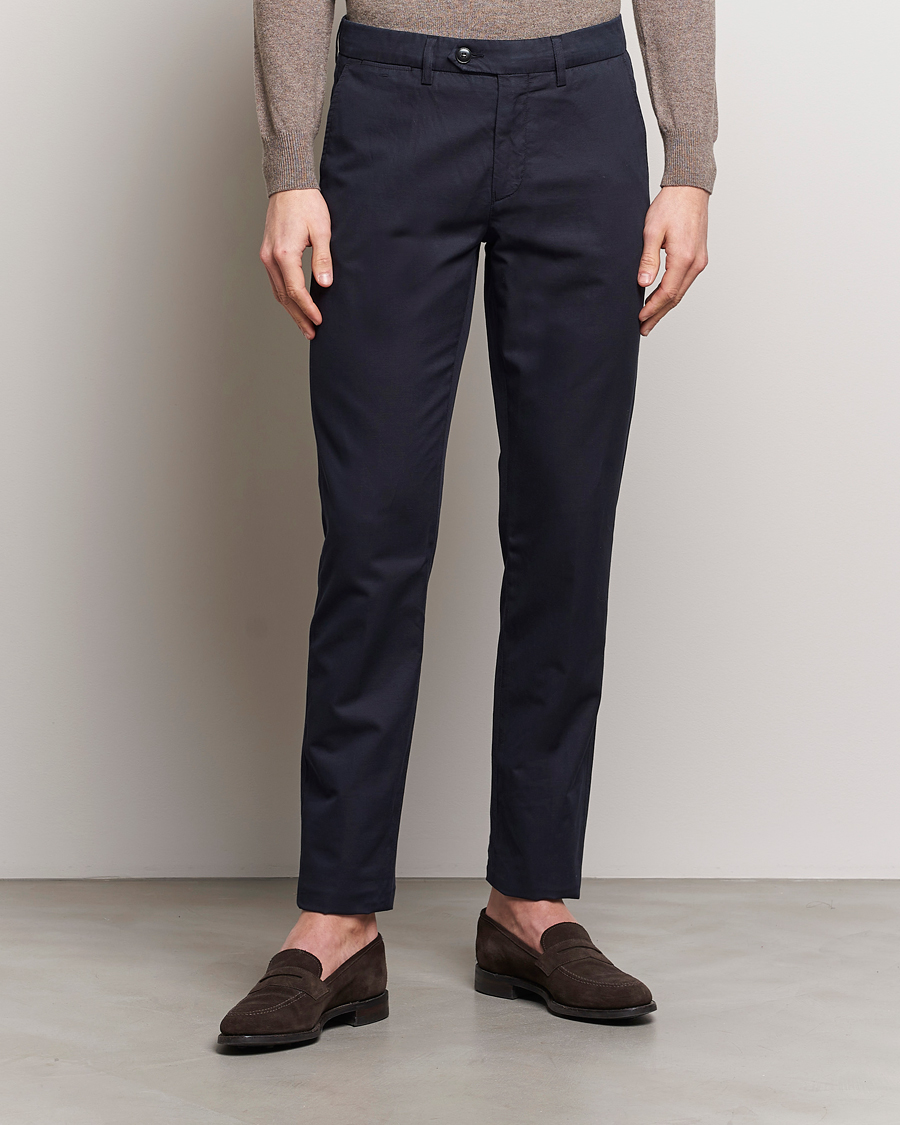 Homme | Pantalons | Canali | Cotton/Linen Trousers Navy