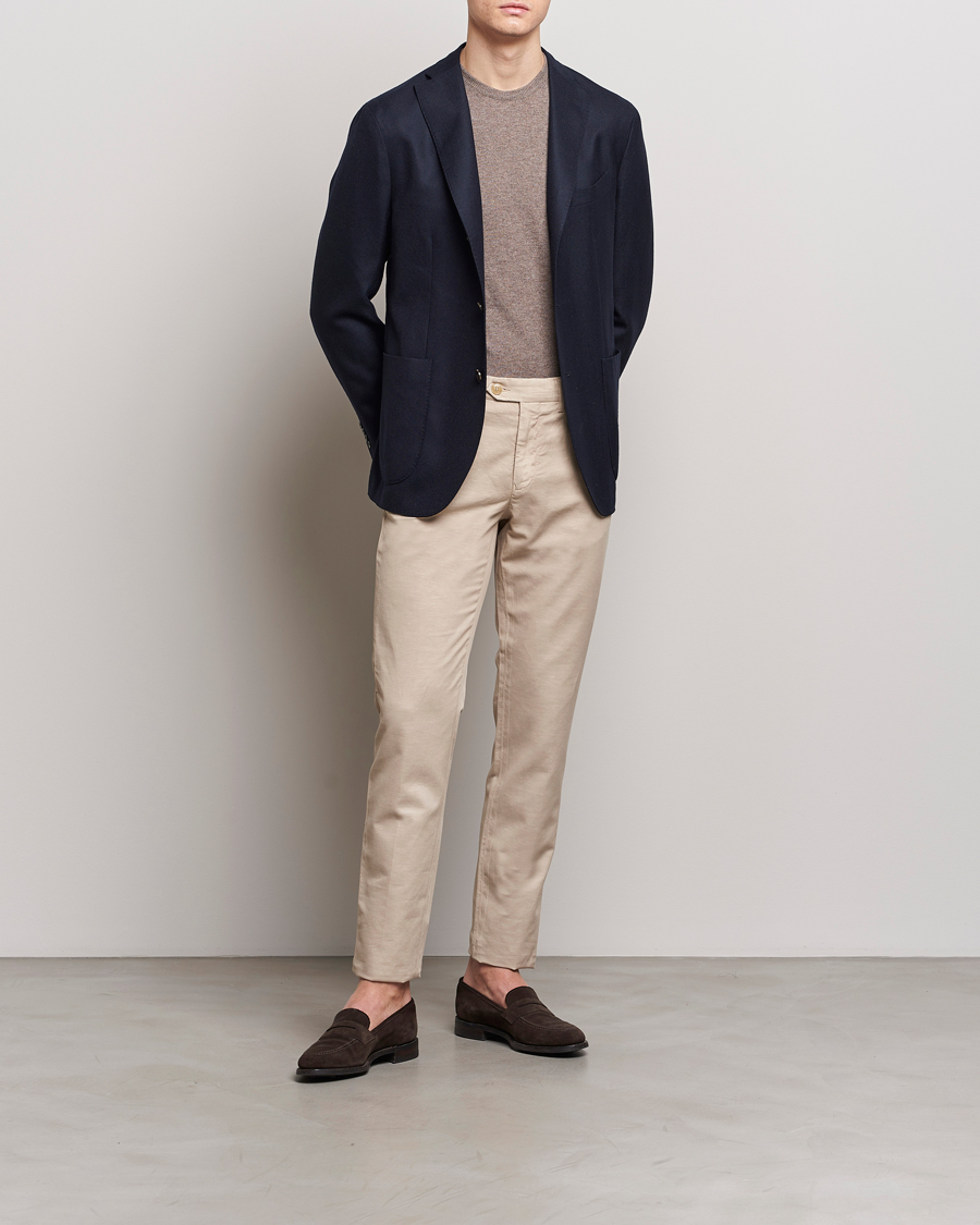 Homme | Pantalons | Canali | Cotton/Linen Trousers Light Beige