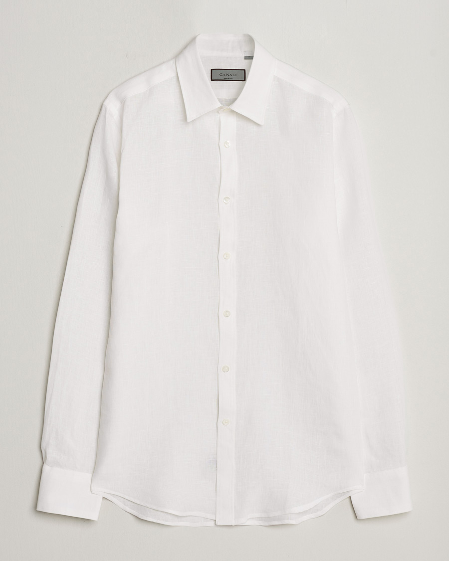 Homme | Chemises | Canali | Slim Fit Linen Sport Shirt White
