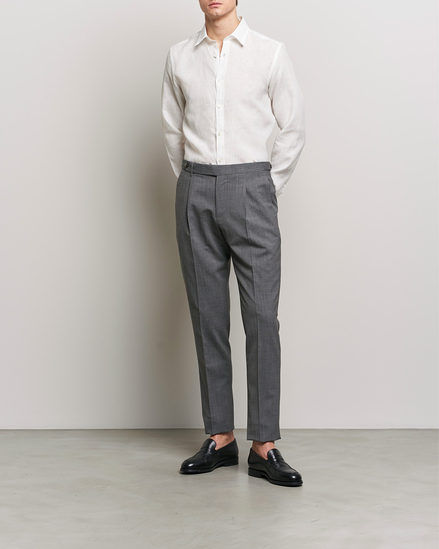 Homme | Chemises | Canali | Slim Fit Linen Sport Shirt White