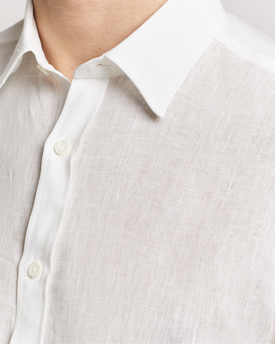 Homme | Chemises | Canali | Slim Fit Linen Sport Shirt White