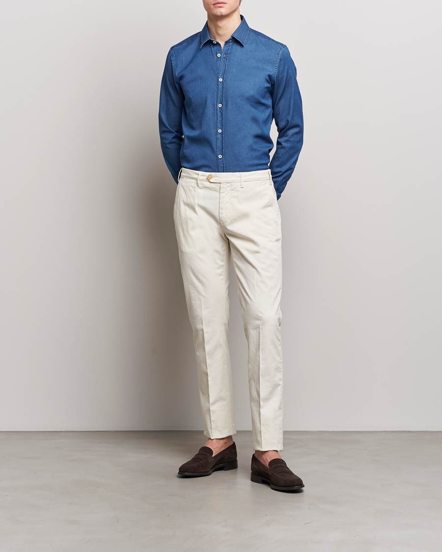 Homme | Chemises | Canali | Slim Fit Denim Shirt Medium Washed