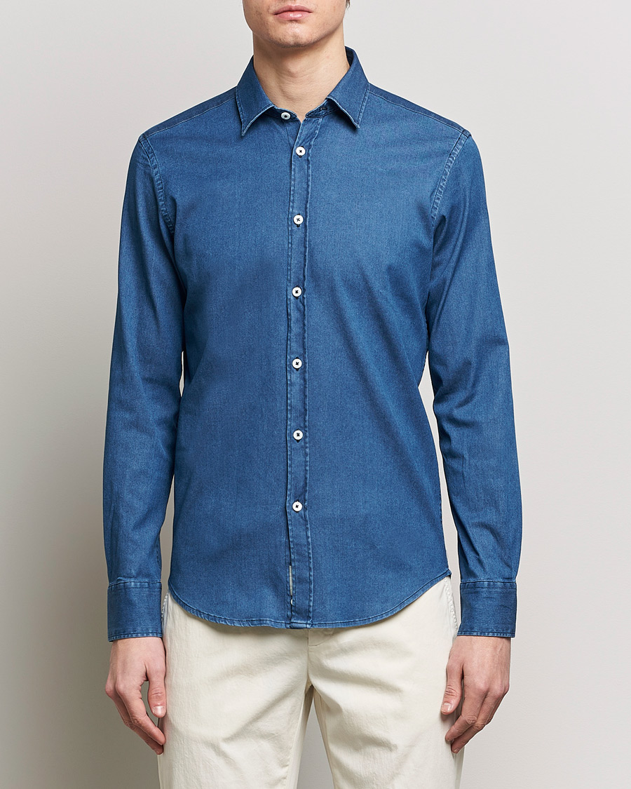 Homme | Chemises En Denim | Canali | Slim Fit Denim Shirt Medium Washed