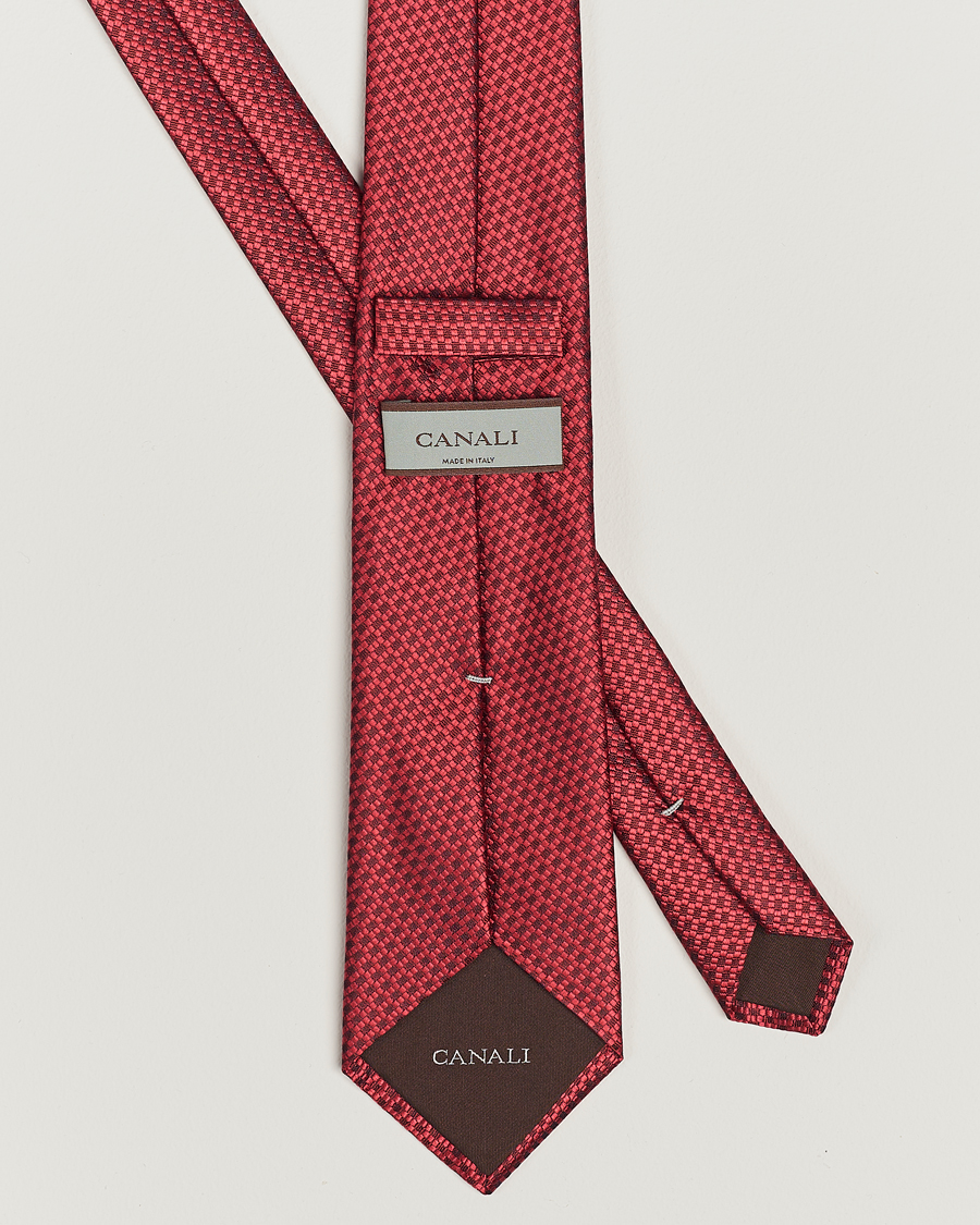 Homme | Canali Microstructure Silk Tie Red | Canali | Microstructure Silk Tie Red