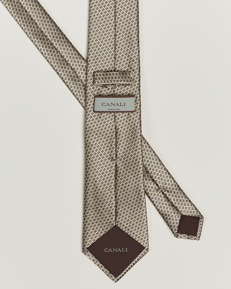 Homme | Canali Microstructure Silk Tie Beige | Canali | Microstructure Silk Tie Beige