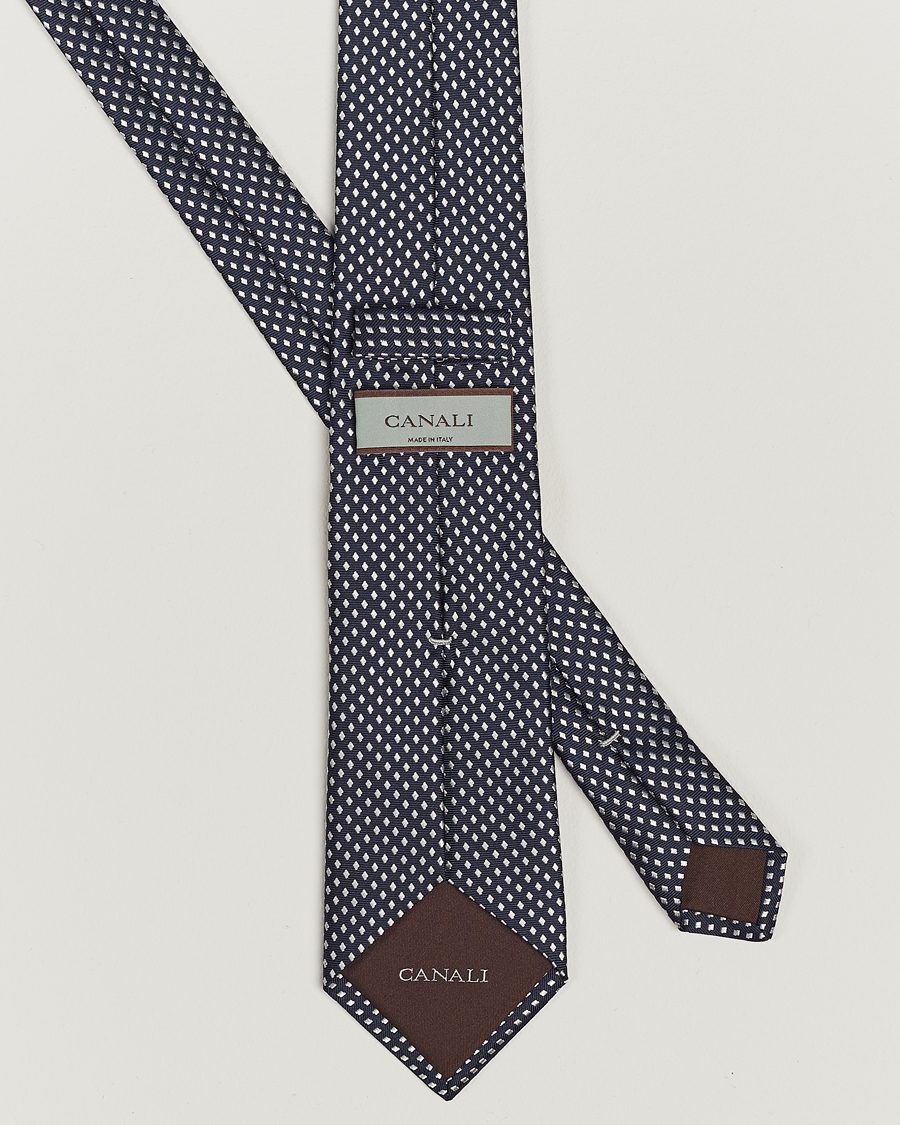 Homme | Canali Micro Dot Silk Tie Navy | Canali | Micro Dot Silk Tie Navy