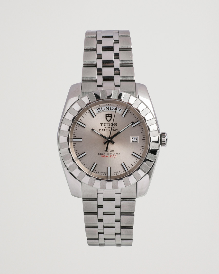 Homme | Tudor Pre-Owned Classic Date-Day 23010 Silver | Tudor Pre-Owned | Classic Date-Day 23010 Silver