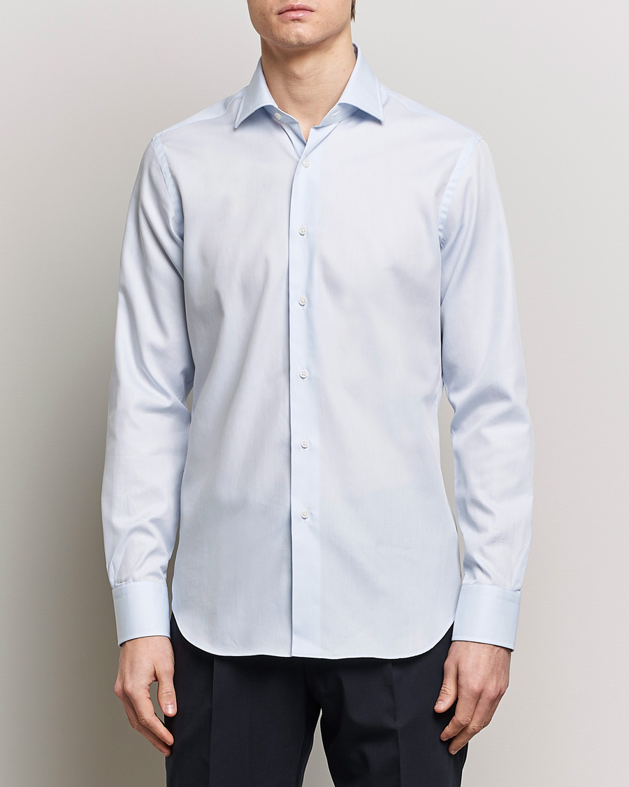 Homme | Chemises | Grigio | Cotton Twill Dress Shirt Light Blue