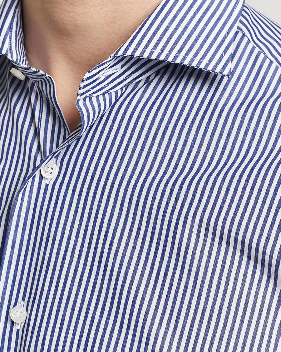 Homme | Chemises | Grigio | Cotton Poplin Dress Shirt Blue Stripe