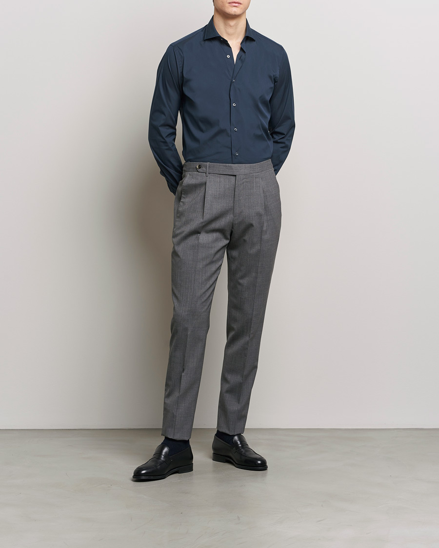 Homme | Chemises D'Affaires | Grigio | Comfort Stretch Dress Shirt Navy