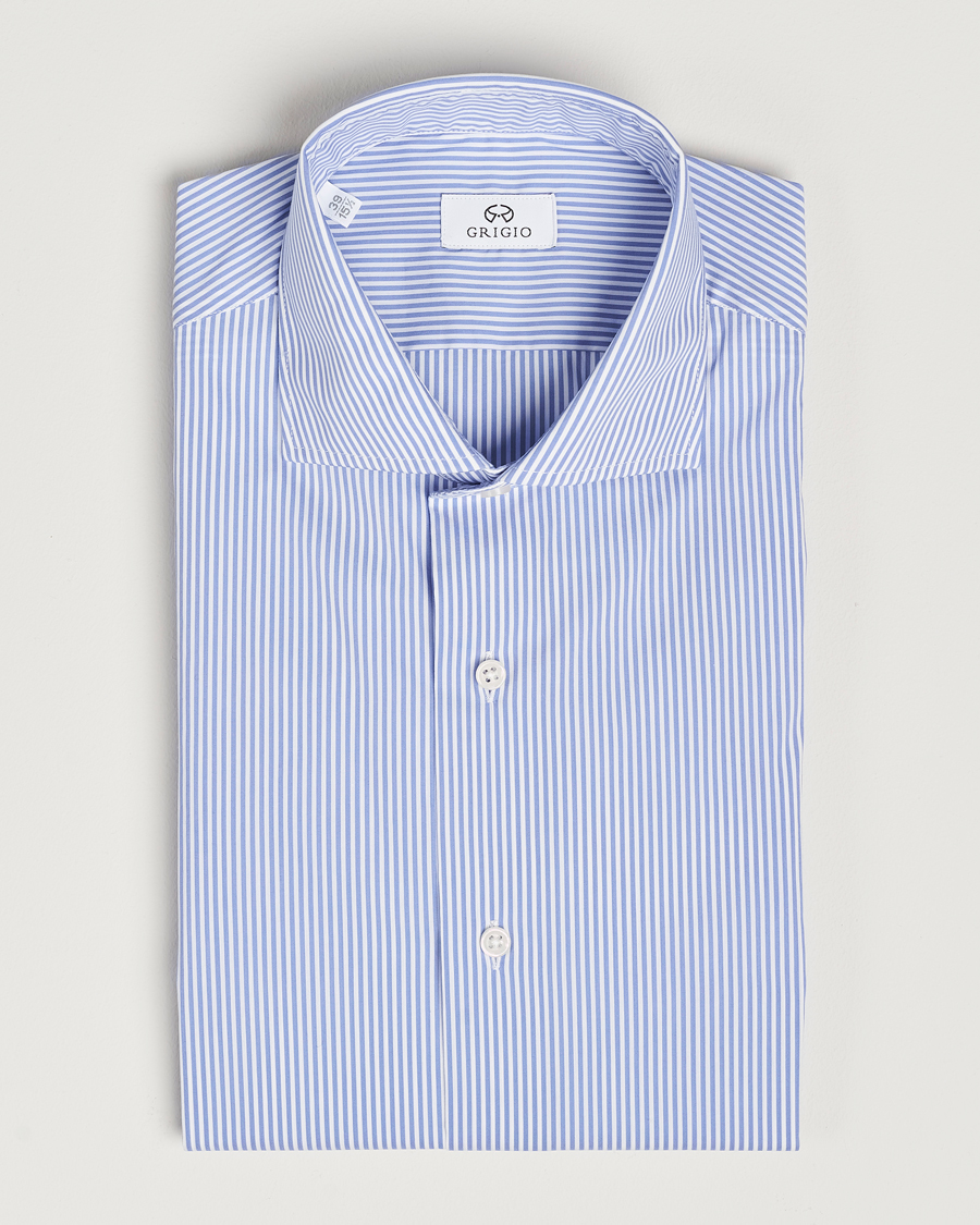 Homme | Chemises | Grigio | Comfort Stretch Dress Shirt Light Blue Stripe
