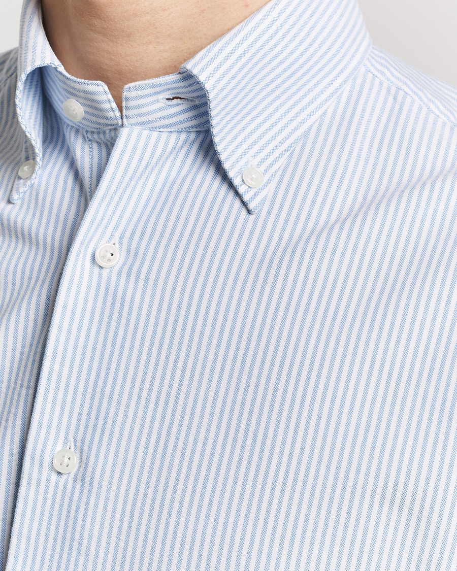 Homme | Chemises | Grigio | Oxford Button Down Shirt Light Blue Stripe
