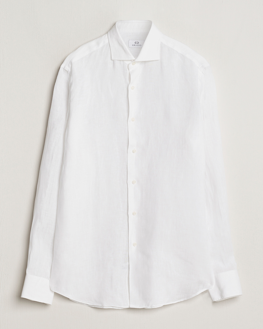 Homme | Chemises | Grigio | Linen Casual Shirt White
