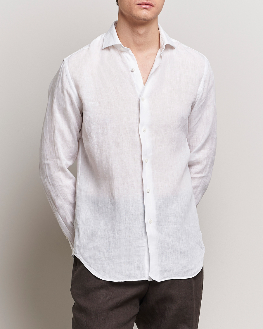 Homme | Chemises | Grigio | Linen Casual Shirt White