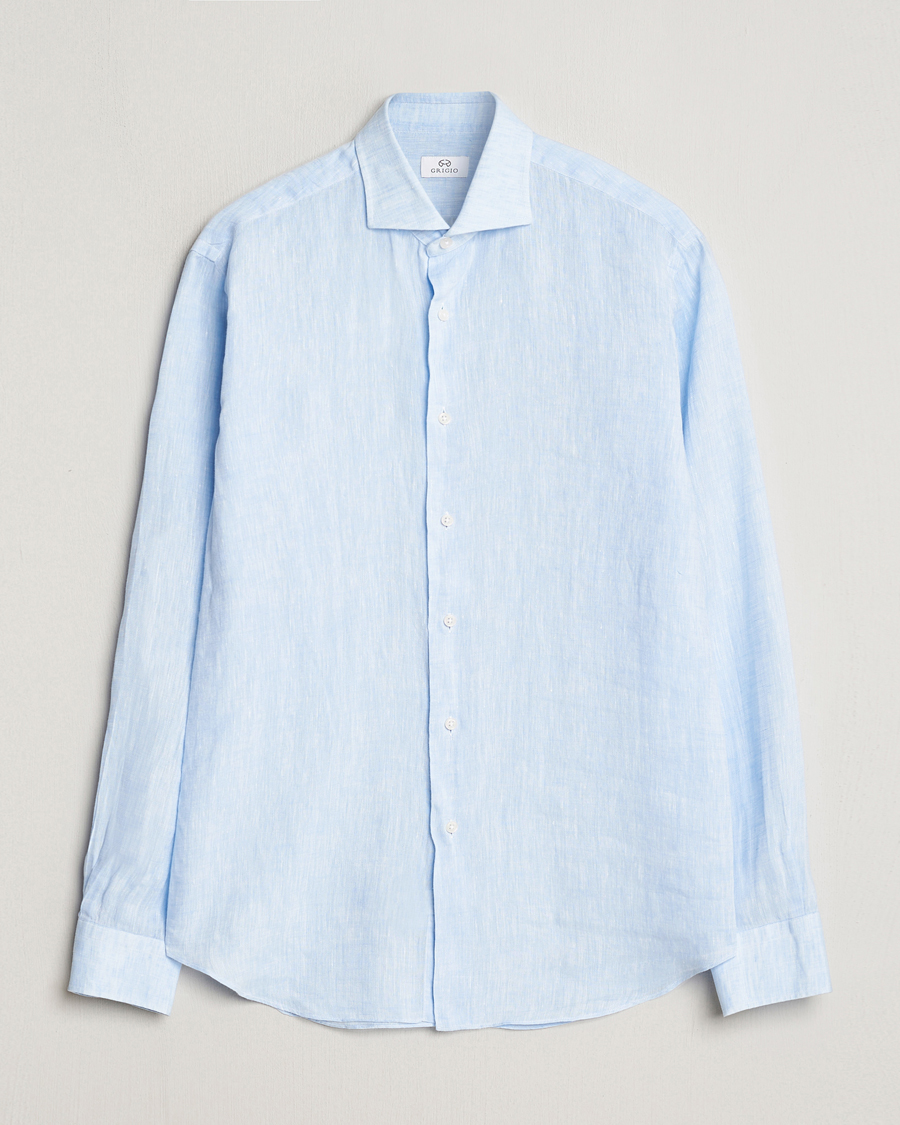 Homme | Chemises | Grigio | Linen Casual Shirt Light Blue