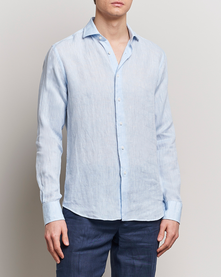 Homme |  | Grigio | Linen Casual Shirt Light Blue