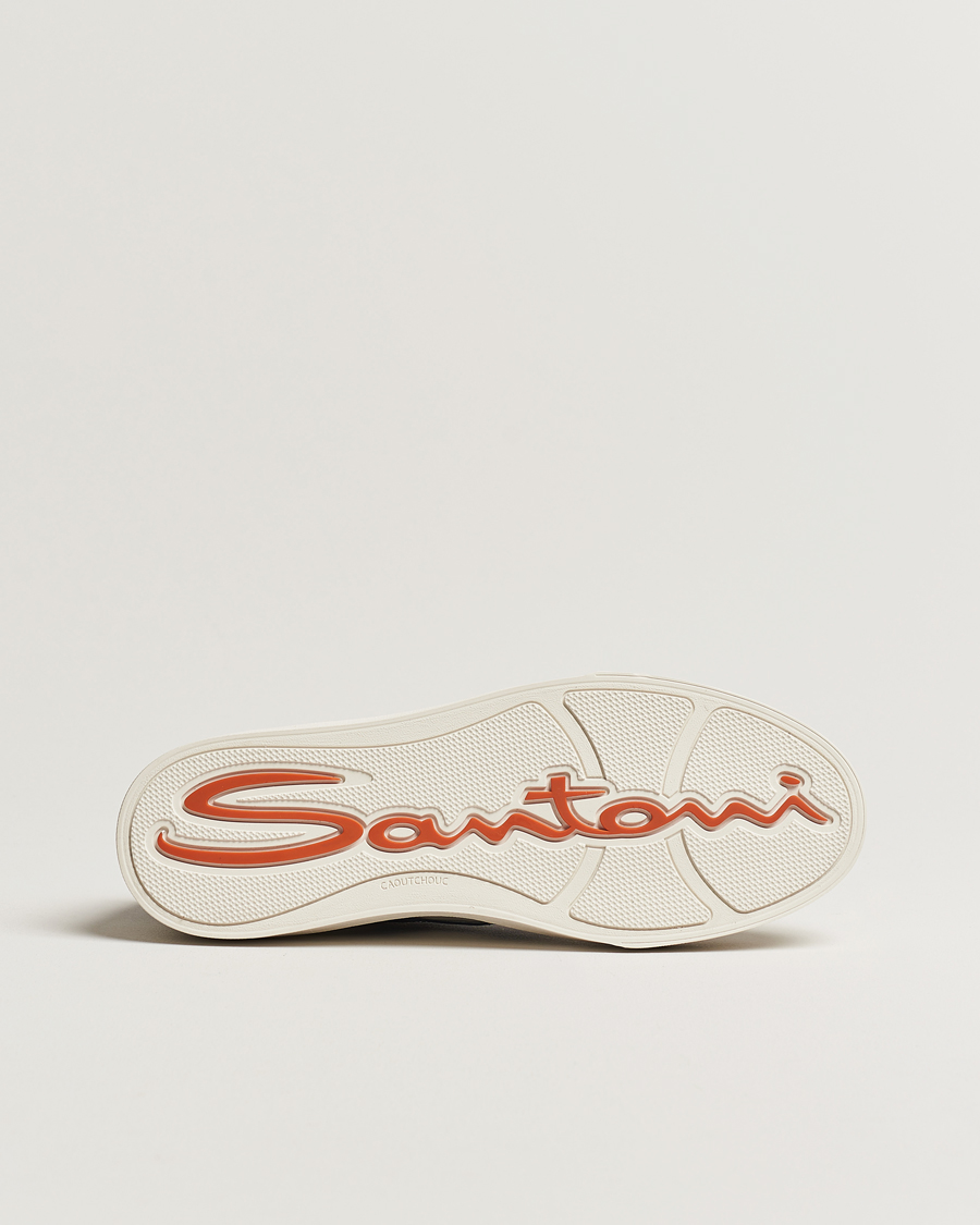 Homme | Santoni Double Buckle Sneakers White/Navy | Santoni | Double Buckle Sneakers White/Navy