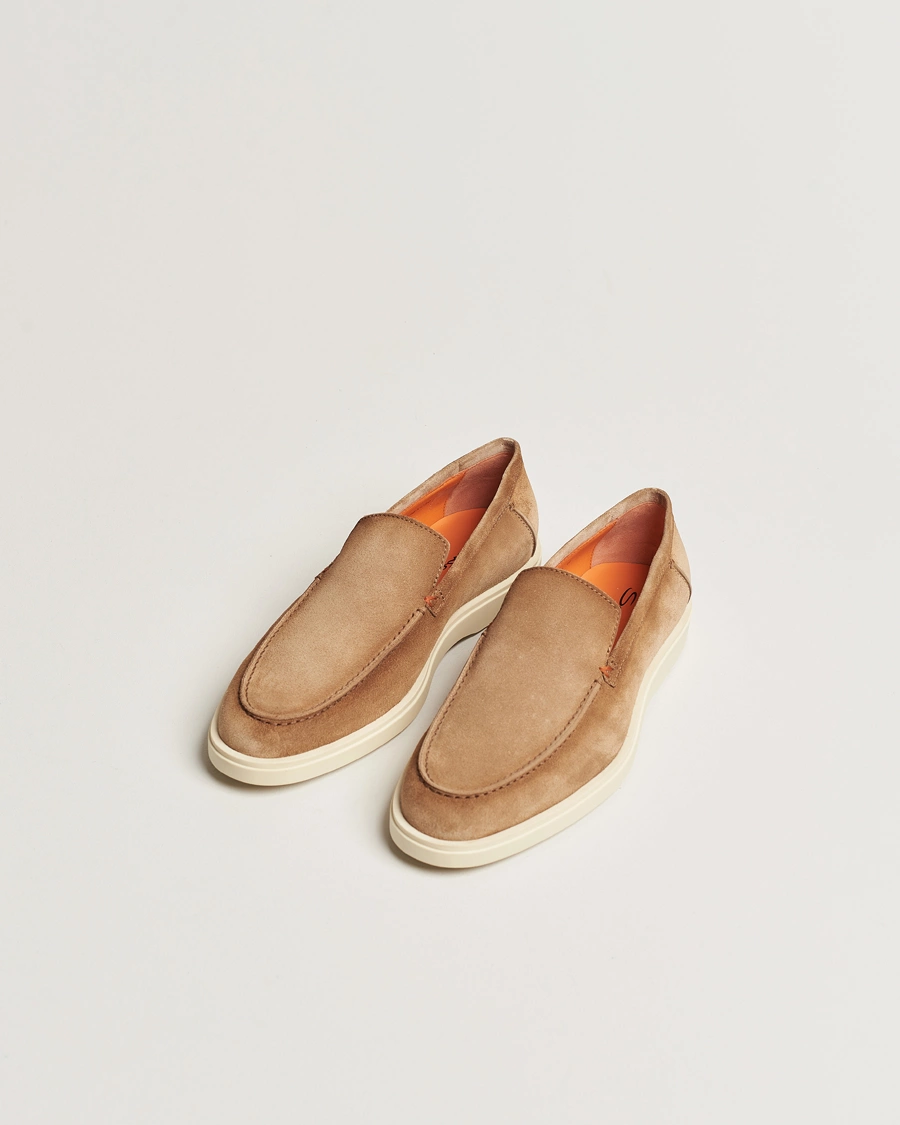 Homme | Sections | Santoni | Summer Loafers Beige Suede