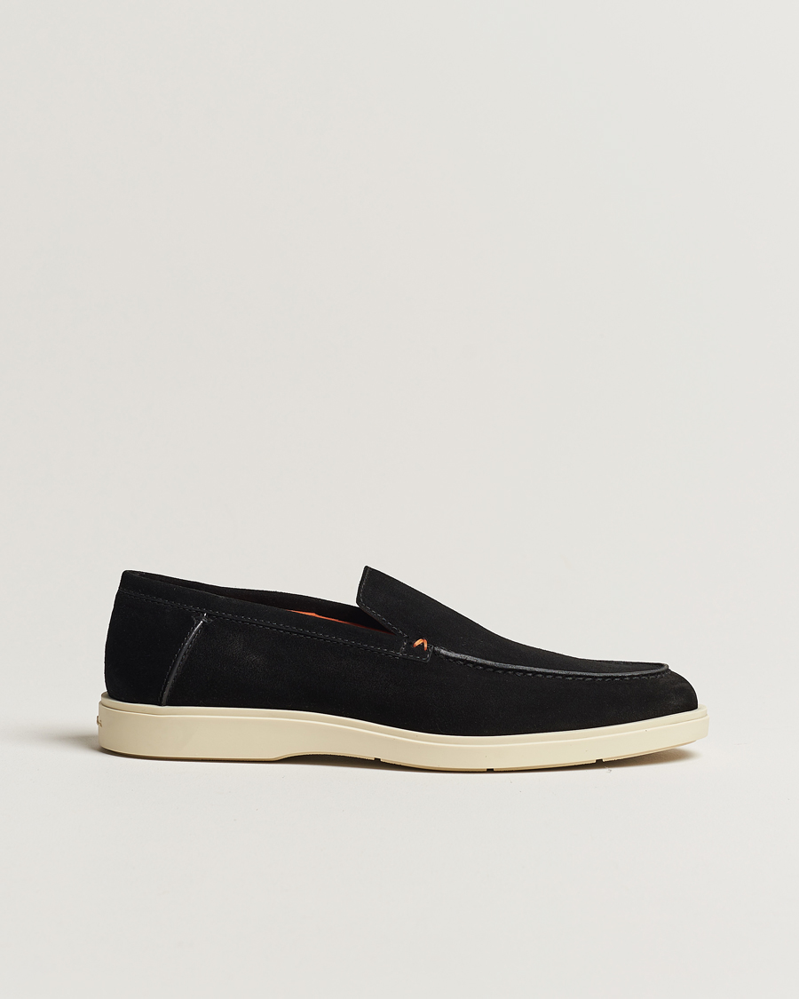 Homme | Santoni Summer Loafers Black Suede | Santoni | Summer Loafers Black Suede