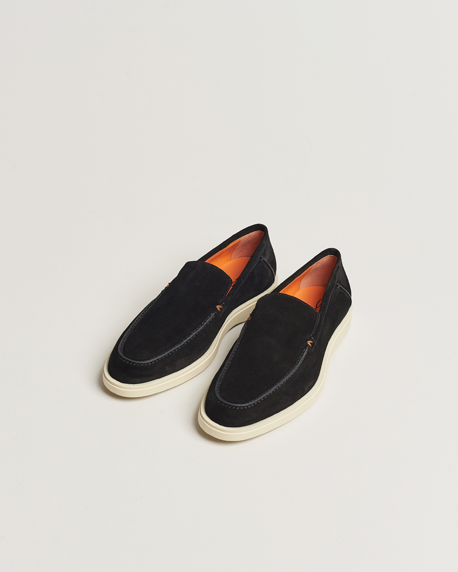 Homme | Santoni Summer Loafers Black Suede | Santoni | Summer Loafers Black Suede