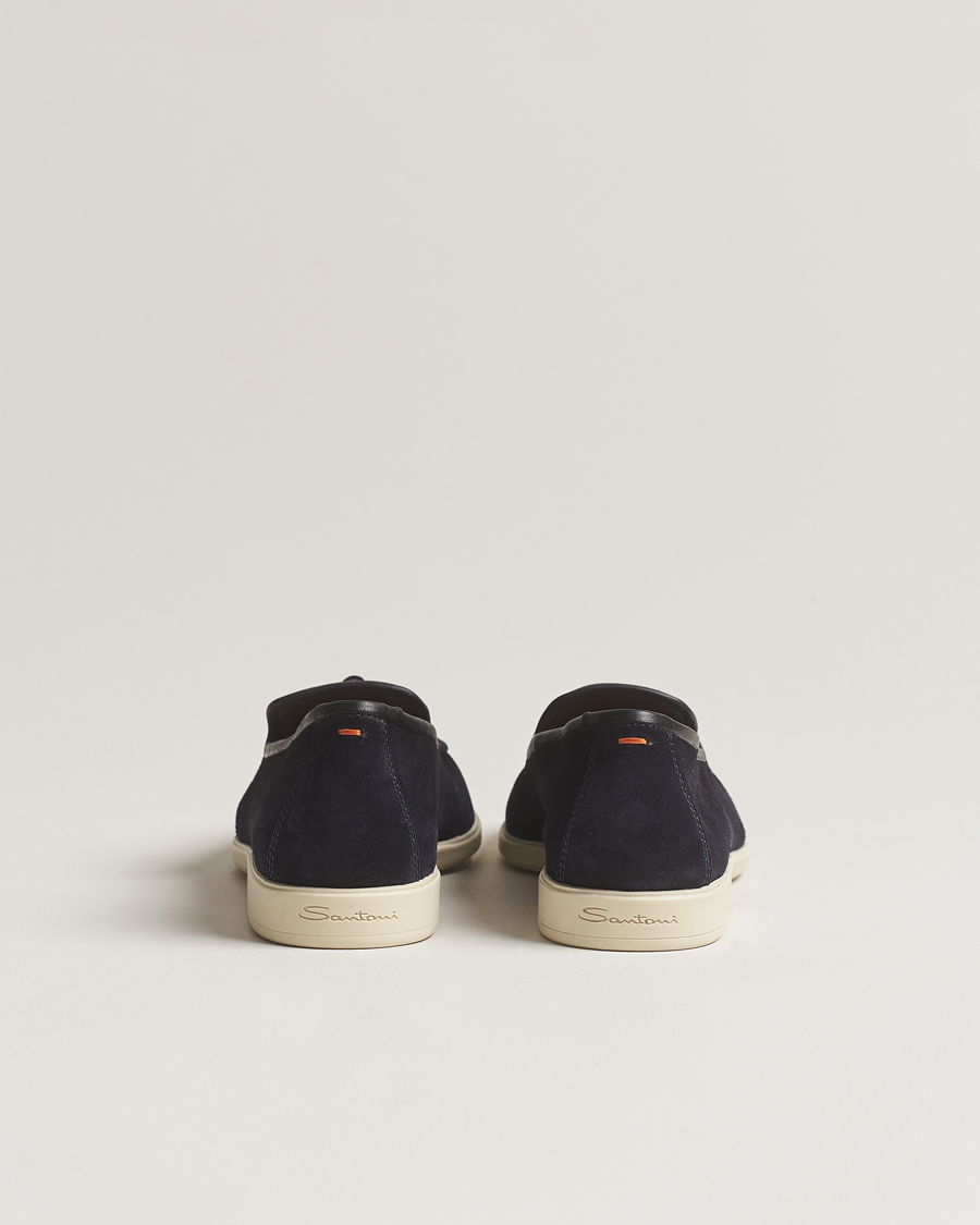 Homme | Santoni Summer Tassel Loafers Navy Suede | Santoni | Summer Tassel Loafers Navy Suede