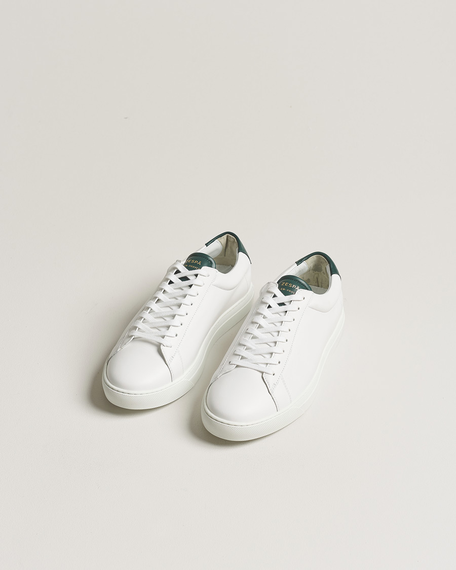 Homme | Baskets Blanches | Zespà | ZSP4 Nappa Leather Sneakers White/Dark Green