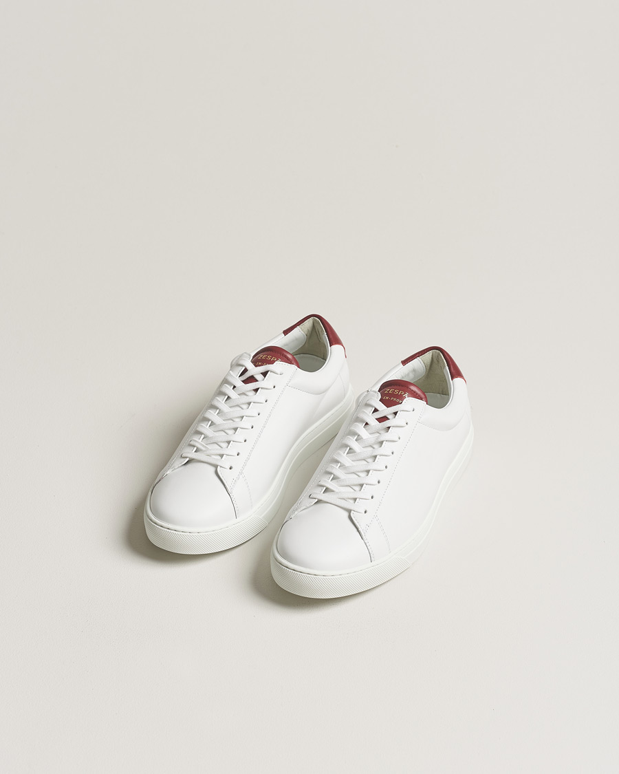 Homme | Zespà ZSP4 Nappa Leather Sneakers White/Wine | Zespà | ZSP4 Nappa Leather Sneakers White/Wine