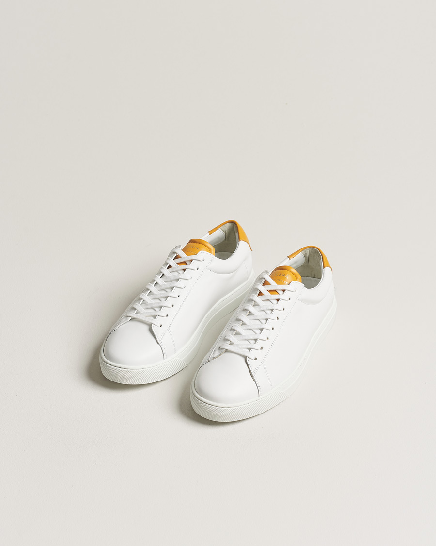 Homme | Baskets Blanches | Zespà | ZSP4 Nappa Leather Sneakers White/Yellow