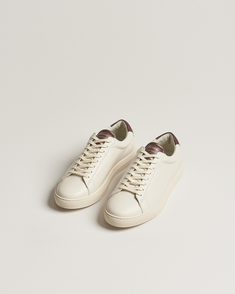 Homme | Zespà ZSP4 Nappa Leather Sneakers Off White/Brown | Zespà | ZSP4 Nappa Leather Sneakers Off White/Brown