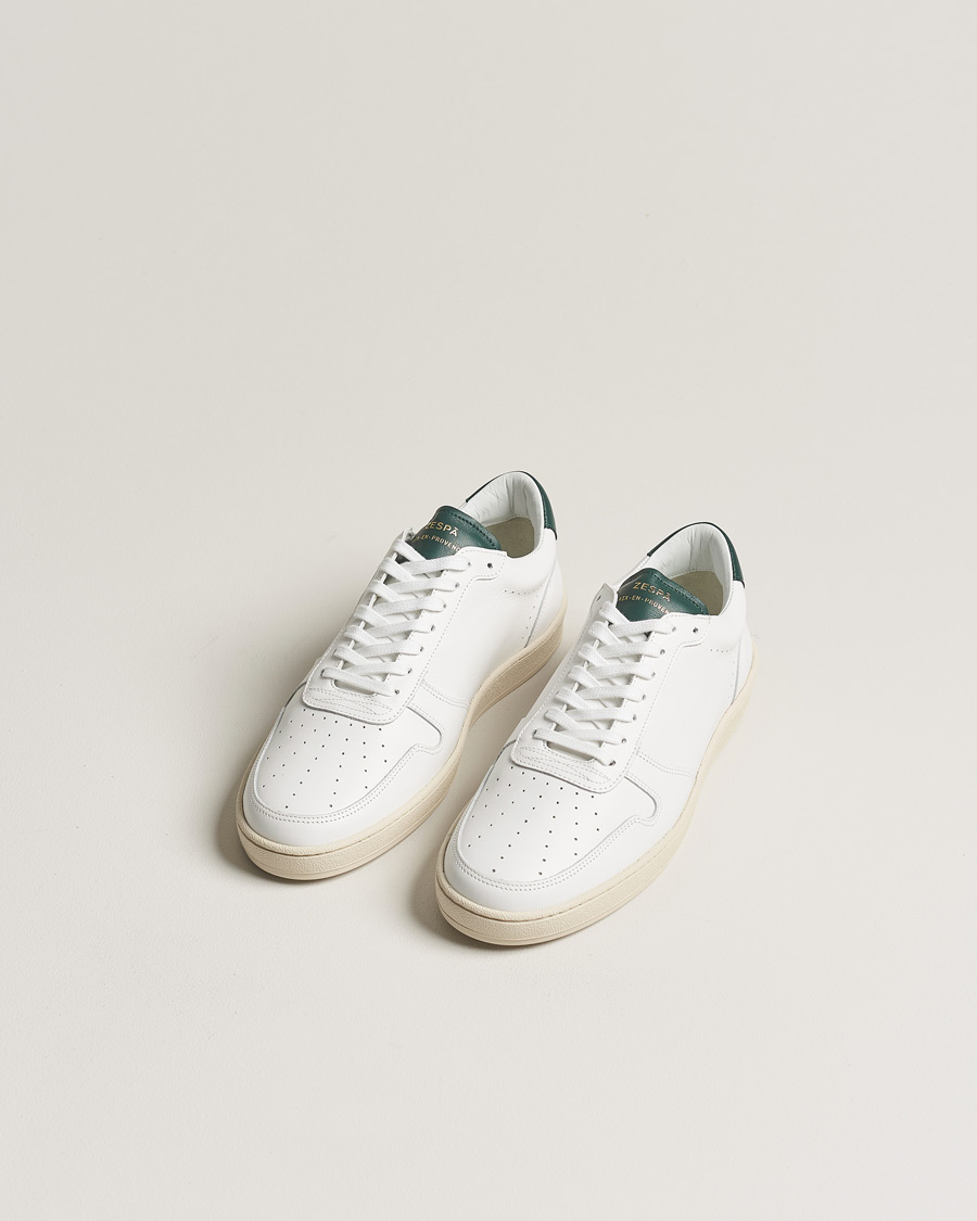 Homme | Baskets Blanches | Zespà | ZSP23 APLA Leather Sneakers White/Dark Green