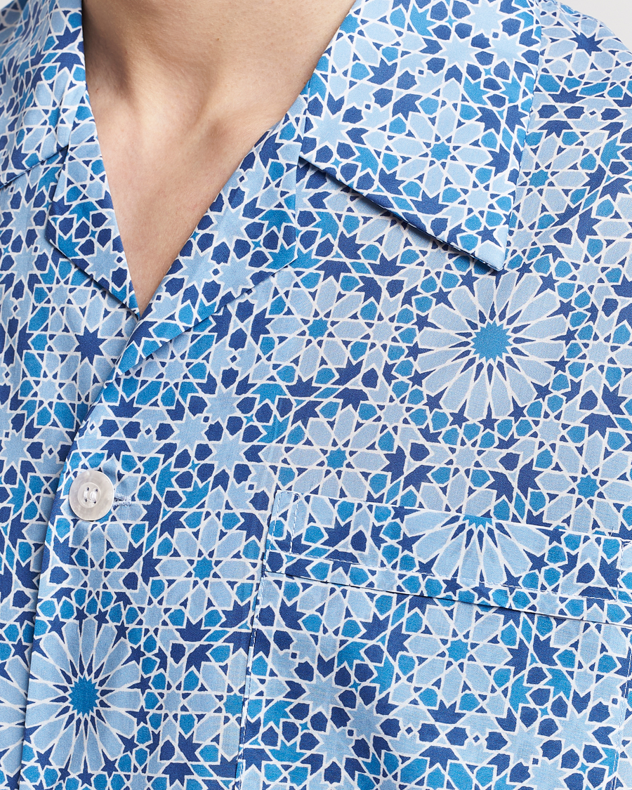 Homme | Peignoirs Et Pyjamas | Derek Rose | Shortie Printed Cotton Pyjama Set Blue