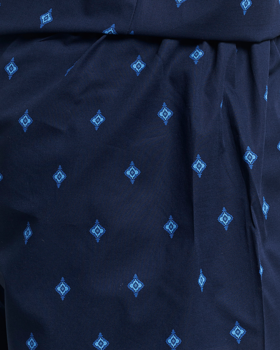 Homme | Peignoirs Et Pyjamas | Derek Rose | Shortie Printed Cotton Pyjama Set Navy